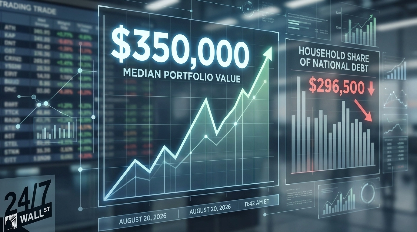 Median Stock Portfolio Hits Record $350,000  — Household Share of Nation Debt Grows to $296,500
