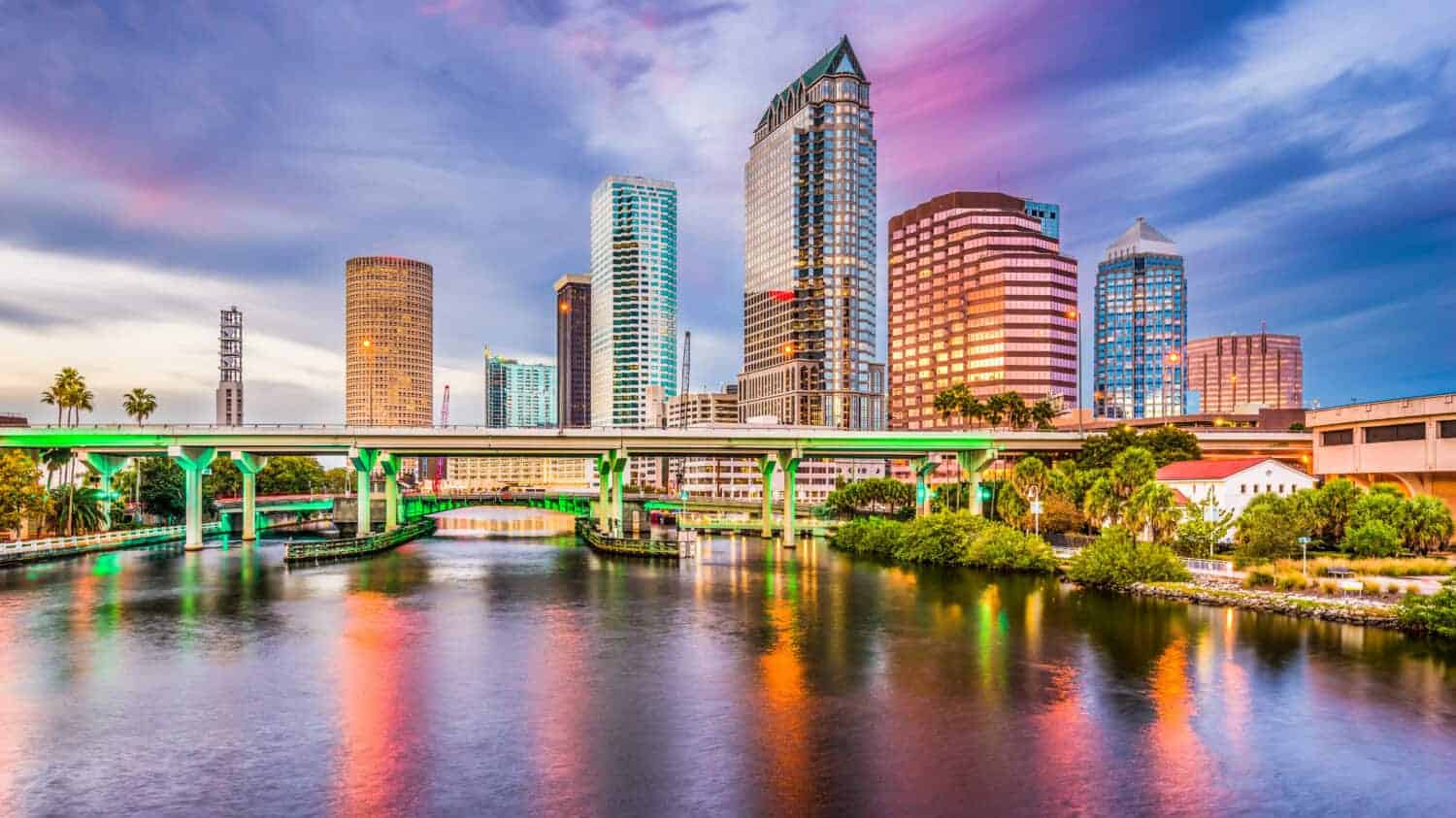Tampa, Florida, USA downtown skyline on the Hillsborough River.