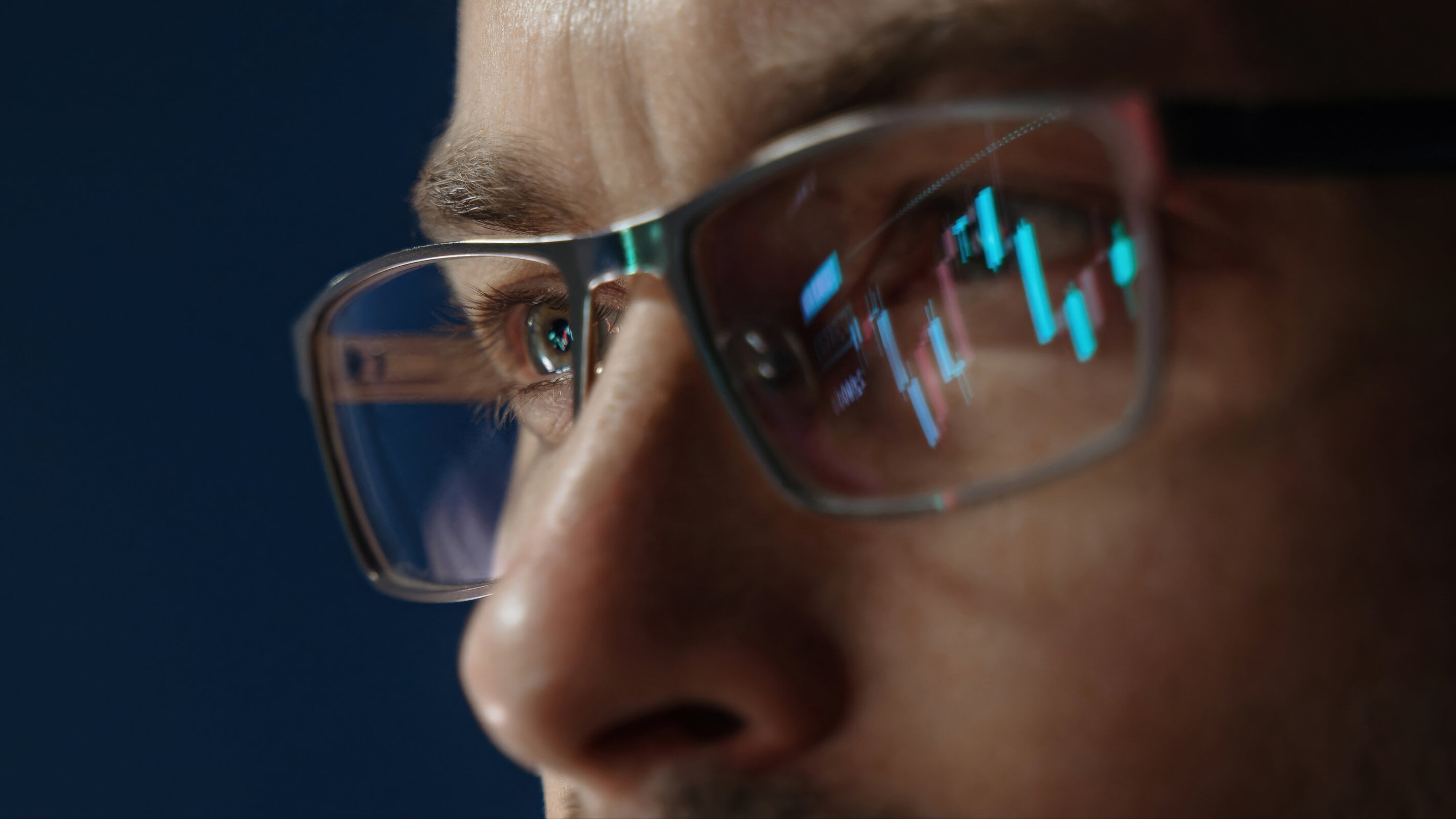 Professional Trader Glasses Close Up