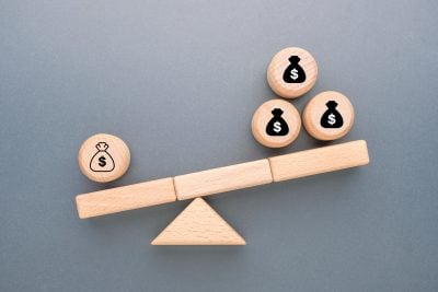 Small investment creating larger returns through leverage, illustrating financial growth, risk and reward, business strategy, and capital efficiency