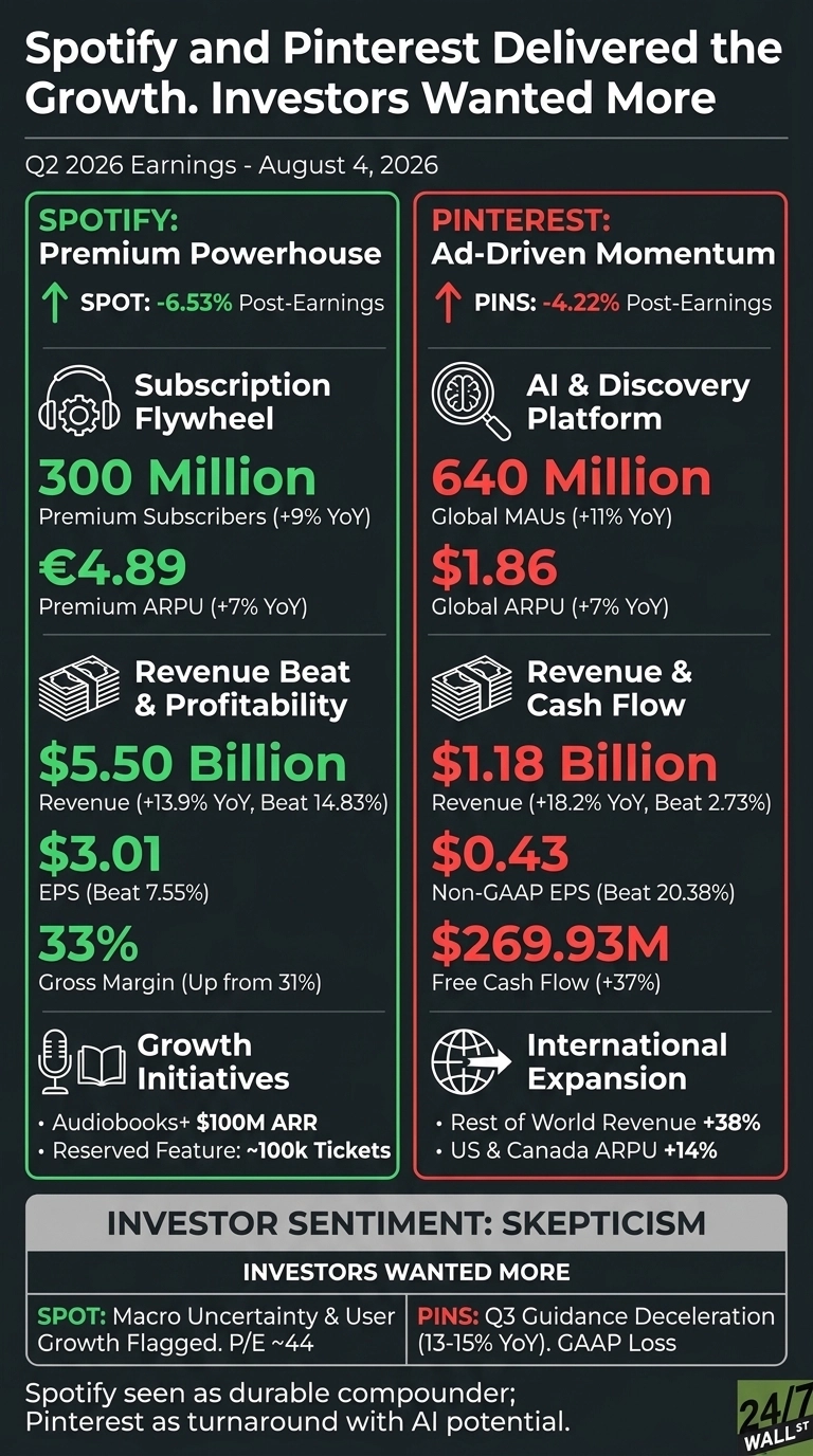 Spotify and Pinterest Delivered the Growth. Investors Wanted More infographic