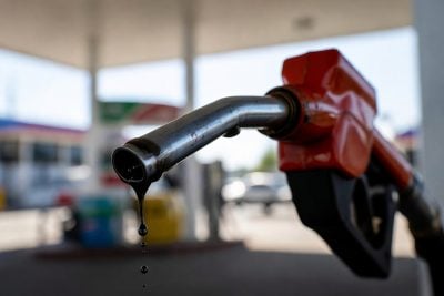 Oil drops dribbling from gas pump