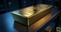 The extreme close-up of a high-purity gold bar creates an immediate sense of tactile luxury and 'real' wealth. The cold, blue-tinted shadows of the vault contrasted with the warm, glowing gold create a visual vibration that pulls the eye directly to the center of the frame.