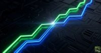Using a macro lens to focus on the 'collision' of two distinct growth lines on a sleek interface provides a sense of high-stakes competition without resorting to tired cliches like boxing or racing.