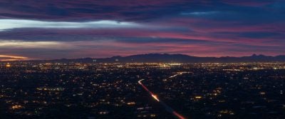 The night Tuscon. A panoramic view from the mount Lemmon.
