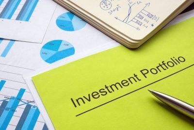 Investment portfolio and report with charts and graphs.