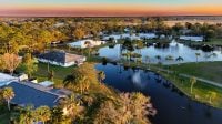 Sunset over village in Florida