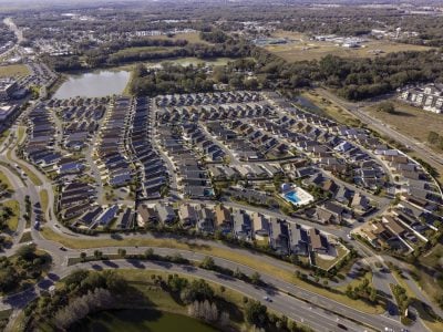 The Villages neighborhood homes. Aerial photo 2026