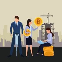 business people holding cryptocurrency