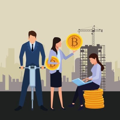 business people holding cryptocurrency