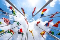 flag of the world with blue sky