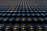 Million barrels of crude oil, fossil fuel petroleum and gasoline drums. 3D Rendering