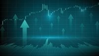 abstract background of stock market volume and candle stick on graph chart