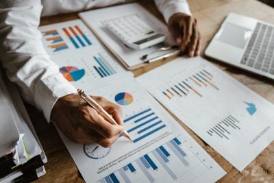 Financial Analyst Documents include charts, tax information and marketing strategies, with a focus on audit processes, compliance, risk management and company growth analysis.