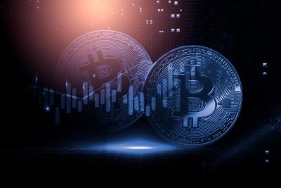 Modern way of exchange. Bitcoin is convenient payment in global economy market. Virtual digital currency and financial investment trade concept. Abstract cryptocurrency with gold bitcoin background.