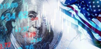 Stock market trends and American currency display financial activity and investment opportunities