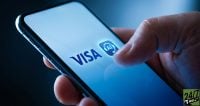 A smartphone notification is a universal 'pay-off' moment. By focusing on a high-tech Visa confirmation triggered by an AI icon, we tap into the user's familiarity with digital success, using high-contrast blues to command attention on mobile feeds.
