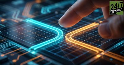 The high-contrast 'visual vibration' between the cyan and amber data streams creates an immediate sense of analytical tension, forcing the user to stop and compare the two trajectories as described in the article.