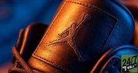 A macro focus on the iconic Jumpman logo emphasizes heritage and quality, focusing the audience's attention on the 'prestige' Nike is working to protect through reduced supply.