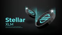 Stellar or XLM coin banner. XLM coin cryptocurrency concept banner background.