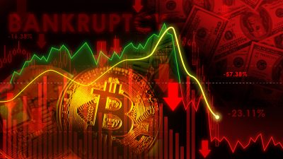 cryptocurrency. bitcoin coin down trend. investing in virtual assets. investment platform with charts and bitcoin coin.