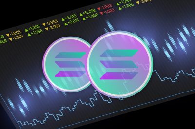 Image of solana-sol virtual currency on digital background. 3d illustration
