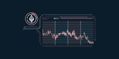 Abstract infographics of falling Ethereum exchange rate.