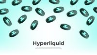 Hyperliquid (HYPE) coin falling from the sky. HYPE cryptocurrency concept banner background.