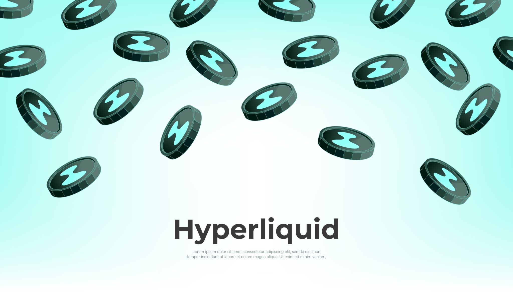 Hyperliquid (HYPE) coin falling from the sky. HYPE cryptocurrency concept banner background.