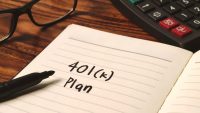 Planning Retirement: Notebook Entry for 401(k) Plan with Calculator and Financial Tools